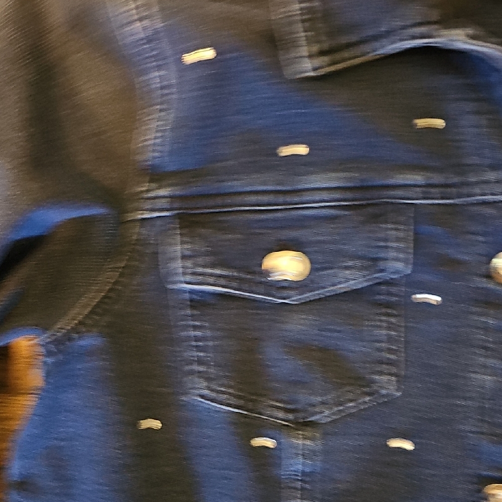 Quacker Factory Blue Jean Jacket Silver Accents Medium Stretch  Coat Vintage - Picture 3 of 8